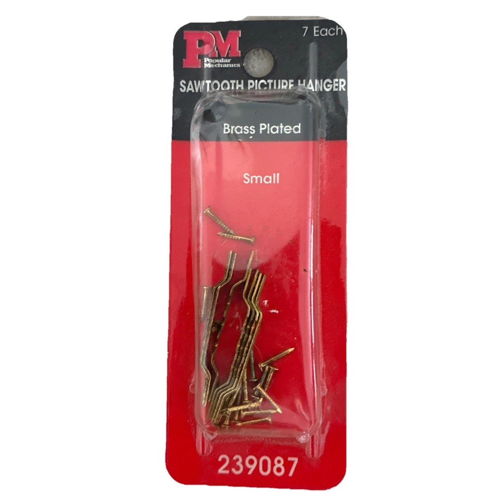 Sawtooth Picture Hangers 7 pc Small Brass Plated Popular Mechanics 239087 NEW